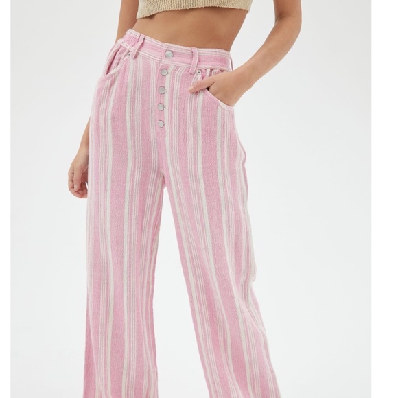 UO Kai Striped Boho Beach Wide Linen Baggy Pant - Picture 6 of 6